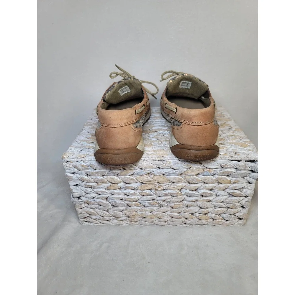 Sperry Top Sider Coastal Nautical Preppy Loafers Boat Shoe Animal Print Size 8.5